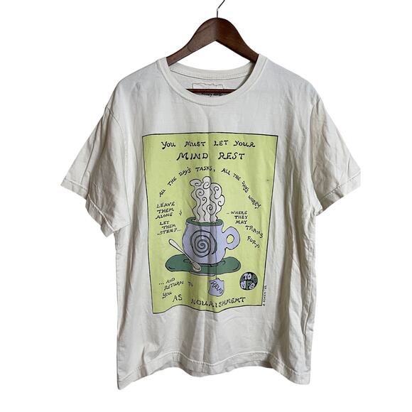 Story Mfg Tea Time Printed Tee T-Shirt Mens Medium - Picture 1 of 10
